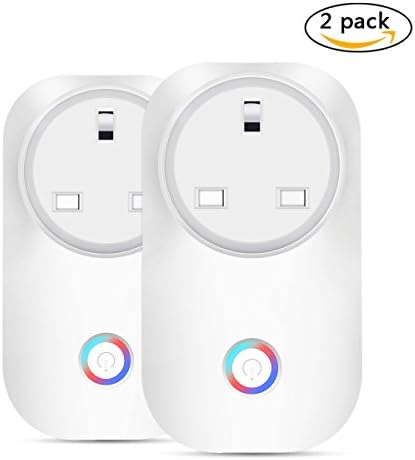 Smart Plug 2 Pcs Outlet Timmer Switch Energy Monitoring Compatible with Alexa Google Home Echo No Hub Required Remote Control your Devices by Smartphone Voice UK Plug (2 Pack)