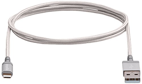 AmazonBasics Verbindungskabel Lightning-auf-USB-A, Nylon, geflochten, 0,9 m, zertifiziert von Apple, Silber - 6
