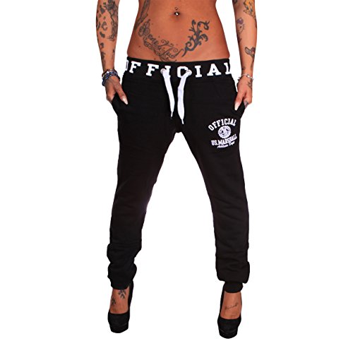 Damen Trainingshose | US Marshall Sporthose (XL, Schwarz-Weiß 103)