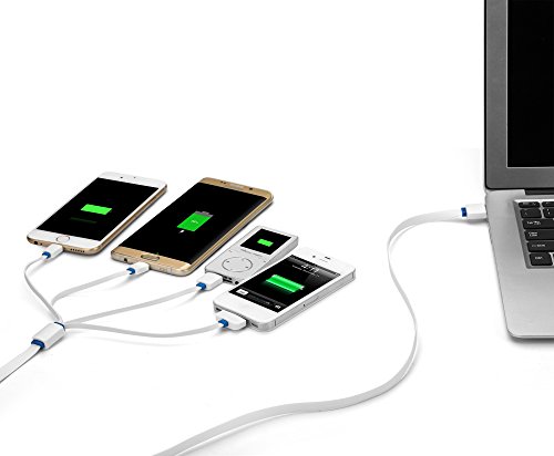Ladekabel 4 in 1 USB Kabel Multi Mehrfach Adapter Kabel für iPhone 5, 6, 8 Pin – iPhone 3, 4 30 Polig – Micro USB Samsung, Sony, LG, Nokia, HTC, etc. – Micro USB 3.0 Samsung Galaxy S6, Note 3 etc. / in Weiß von OKCS - 2