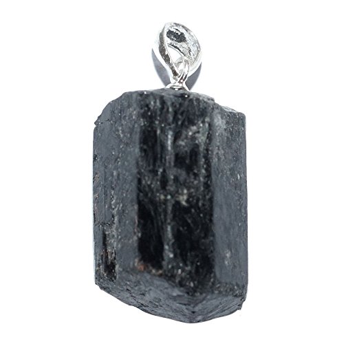 Lithotherapie - Colgante de turmalina negra, piedra bruta extra