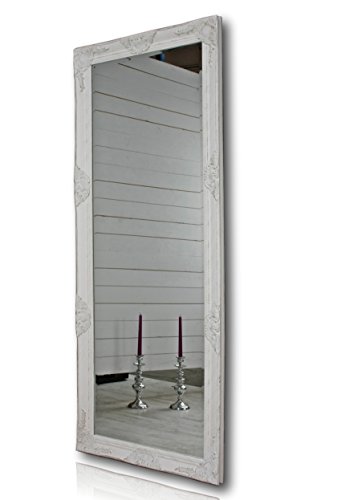 elbmöbel Wandspiegel groß in weiß antik mit Holz-Rahmen barock 150 x 60cm