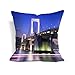 Produktbild Cotton cotton 18 X 18 inch japan tokyo capital metropolis bridge lights lighting shutter speed bay houses buildings t Decor Throw Pillow Covers Printed Cushion Case