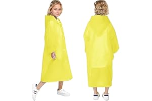 Voarge Chubasquero para niños, Niños Niñas Poncho Ligero Transparente Reutilizable con Capucha, para festivales, poncho de lluvia para bicicleta,senderismo, ciclismo y viajes