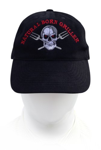 Cap / Kappe, Stickmotiv Natural Born Griller, Cap-Farbe schwarz, hochwertig bestickt vom Stickerei-Fachbetrieb; Cap 100% Baumwolle