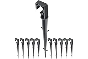 Suinga Pack 20 PIQUETA estaca sujeción TUBERIA de goteo 16mm. Estaca que impide que la tubería se levante por el viento o pliegues, negro