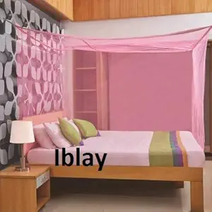 Iblay Pink Mosquito Net for Double Bed King Size Polycotton - Size: 6X6.5 Ft - for, Baby, Bed, Room, Adults, Family - Mosquito Protection Net for Baby