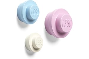 Room Copenhagen LEGO Juego de colgadores de Pared (Blanco, Azul Claro, Rosa), Mezcla, pequeño, Mediano, Grande, Small, Medium, Large