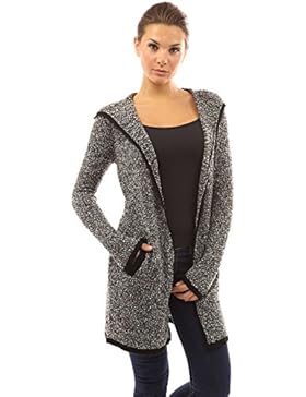 PattyBoutik Damen Strickjacke mit Kapuze Tasche und langen Armen