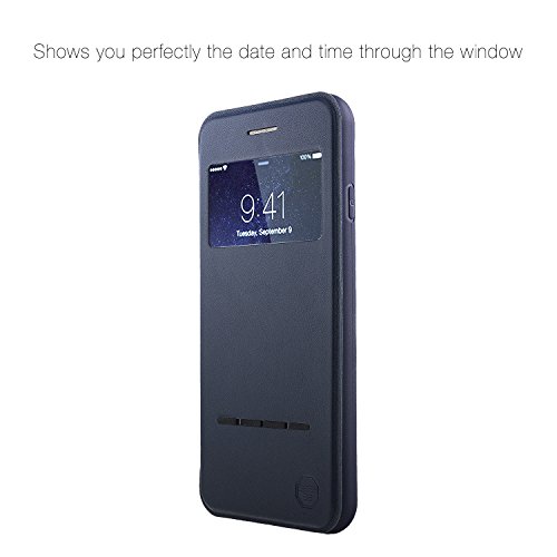 Funda inteligente con ventana y barra de botones Nouske para iPhone 7 Plus iPhone 8 Plus y de 5 5 pulgadas de Apple  Azul Marino