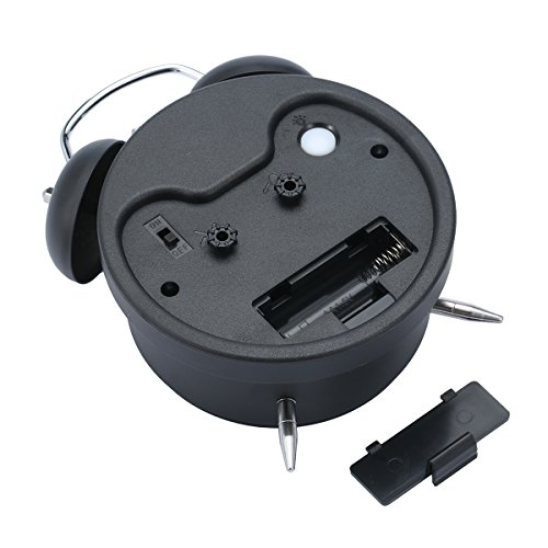 Drillpro Retro Glockenwecker Analog Quarzwecker mit Nachtlicht Lauter Alarm,kein Ticken geräuschlos,Mini Doppelglockenwecker Alarm Wecker Schwarz - 4