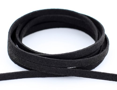 AURORIS – Weiches flaches Band aus Wildlederimitat 5×1,5mm – Länge / Farbe wählbar – Variante: 5m / schwarz - 2