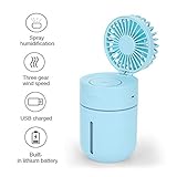 HUMIDIFICADOR 2 EN 1 Y VENTILADOR: Mini ventilador de escritorio combinado con un humidificador de gran capacidad para la salud de 400 ml. Este humidificador con ventilador puede mejorar efectivamente el aire seco, agrega humedad al aire. De acuerdo con sus necesidades, proporcione a su piel una hidratación prolongada, fresca después del ejercicio.