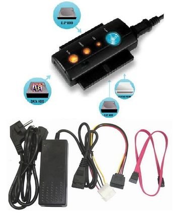 USB zu IDE und S-ATA Adapter inkl. Netzteil inkl One Touch Backup Button, LED Anzeige für Power , OTB , S-ATA und IDE - 2