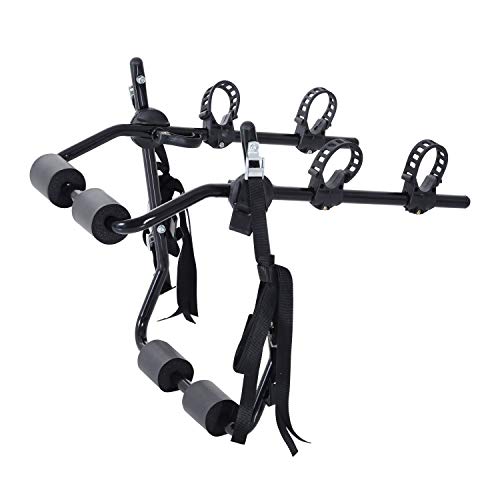 Homcom Porte-vélo pour 2 vélos - Installation sur hayon - 6 Sangles de sécurité - Pliable - Acier Noir