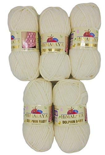 5 x 100 g Himalaya Dolphin Baby 80308 Farbe ecru, Wolle zum stricken und häkeln
