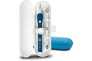 MEILINKEJI Medlife Lot de 2 étuis de voyage en plastique pour brosse à dents électrique série Oral-B Pro (bleu et blanc)