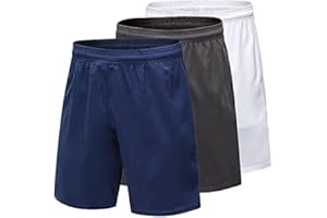 Yuerlian 3 Pack Mens Shorts Quick Dry Running Gym Workout Casual Short with Pockets