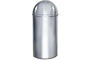 hjh OFFICE waste bin PUSH 35L trash can indoor use with push-flap removable inner bucket chrome