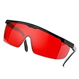 HDE Laser Eye Protection Safety Glasses for Green and Blue Lasers with Case (Red)
