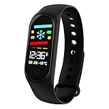 TPulling Mode Neue Intelligente M3S Farbdisplay Smartwatch Armbanduhr Sport Bildschirm Blutdruck Übung Herzfrequenz Schrittzähler Multifunktionales Bluetooth Fitness Tracker SmartBand (schwarz)