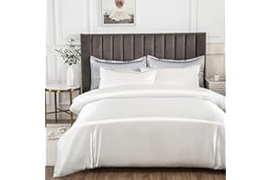 Morbuy Silk Satin Double Duvet Cover with 2 Pillowcases, White Bedding Set Easy Care Duvet Cover Set with Zipper Closure - Luxury Ultra Soft Quilt Cover 3 Piece - 200x200cm