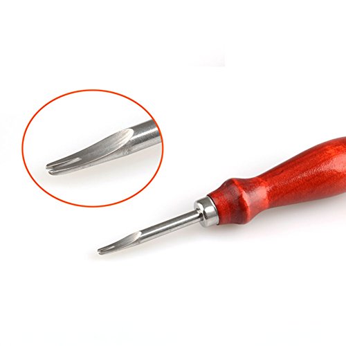 VERY100 Neu DIY Lederkanten Handwerkkunst Messer Skiving Beveling Cutting Lederverarbeitung Abdreh-Werkzeug mit Holzgriff (1.4mm) - 3