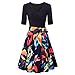Produktbild Yesmile Vintage Kleid 50er Jahre Rockabilly Blumen Vintage Cocktailkleid Kleider Party Kurzarm Floral Abendkleider