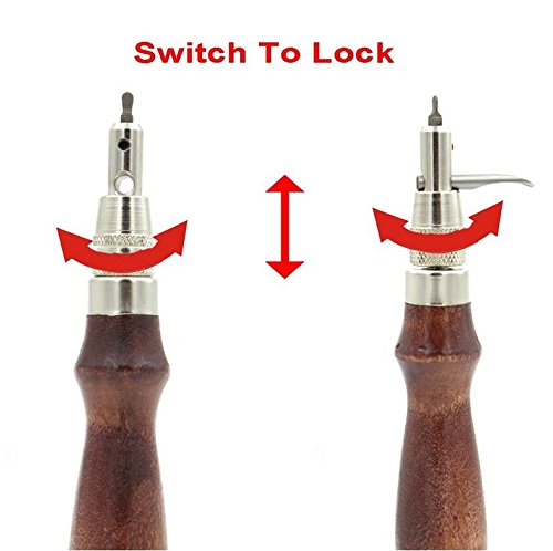 BTSKY 5 in 1 DIY Lederhand Nahtversenker / Lederhobel mit Parallelanschlag Leder Werkzeug Einstellbare Stitching Groover Crease Rillenzieher Kantenzieher - 3