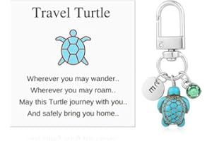 Doraler Travel Turtle Keyring With Birthstone, Travel Turtle Keychain,Safe Handbag Charms Gift,Cute Gifts For Her Someone Going Travelling,Good Luck Charm Gifts for Family Friends