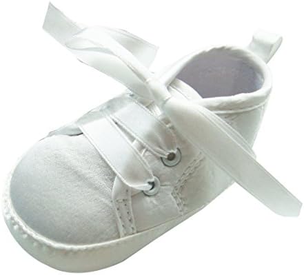 MABINI® Baby Satin Christening / Special Occasion Shoes With Ribbon Lace - Size 6-12 Months, Colour Cream