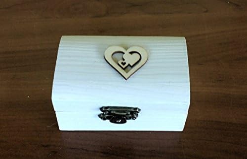 Wooden box for wedding rings painted and decorated with burlap lace and heart wood special rustic weddings