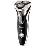 Phisco Electric Shaver Quick Charge Rotary Shaver Wet and Dry IPX7 Waterproof Electric Razor with Pop Up Trimmer Shavers for men