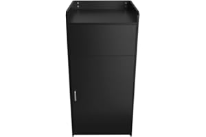 MONSTER SHOP Contenitore Pattumiera Svuota Vassoi in Legno Commerciale Capacità 100L Pattumiera Mensa Commerciale Porta Cestino Fast Food Sportello Basculante con Cestino 100 L Incluso - Nero