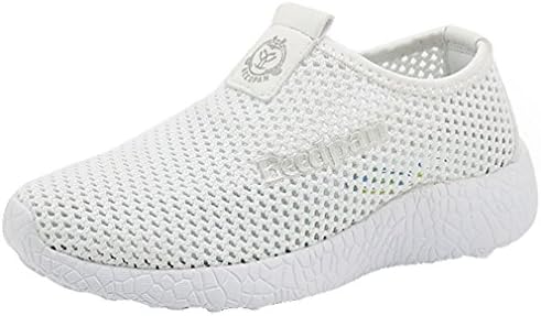 VECJUNIA Boy's Girl's Slip-On Mesh Low-Top Soft Bottom Fabric Casual Flats Loafer Shoes (White, 3 M US Little Kid)