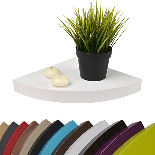 Moorland® Wandregal Ikarus 25x25x3,4cm (BxTxH) Design Eckregal frei schwebend mit 5kg Tragkraft - Weiß