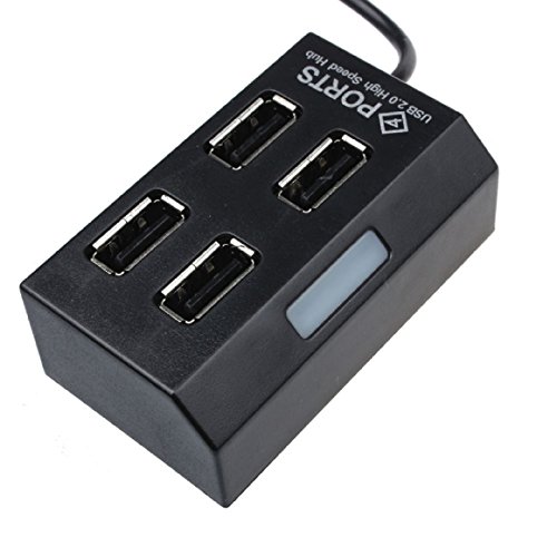 Ularma USB 2,0 High speed Hub 4-Port Hub mit Power LED für PC-Laptop-Computer (schwarz) - 3