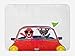 Produktbild Dog Driver Bath Mat, Jack Russell Couple Just Married in a Car for Summer Vacation Honeymoon Theme, Plush Bathroom Decor Mat with Non Slip Backing, 23.6 W X 15.7 W Inches, Multicolor