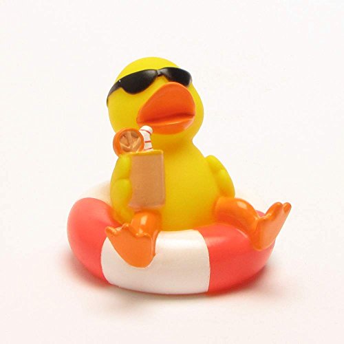 Badeente im Schwimmreif | Quietscheente | Duckshop | L: 8 cm