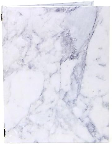 Full Colour Printed Marble Menu / Wine List Covers - White A5 - Tag Fixings - Pack Of 5