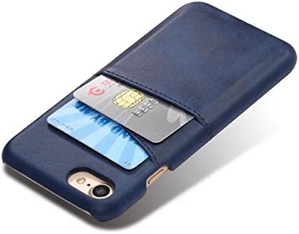 iPhone 7 Plus / iPhone 8 Plus Leather Case Card Holder Wallet - Stores Credit Cards, Debit Cards and Cash - Premium Vintage Soft Leather - Ultra Slim Professional Executive Snap On Back Cover - Blue