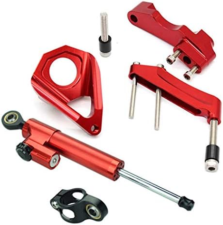 Motorcycle Steering Dampers Stabilizer Buffer Control Bar With Mounting Bracket Kits Set for S-uzuki GSXR GSX-R 600 750 1000 GSXR600 GSXR750 GSXR1000 2001-2004 2002 2003 (Red)