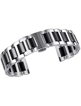 22mm Luxus zwei Ton Keramik Armband für Uhren der Männer feste 316l Edelstahl in silber und schwarz