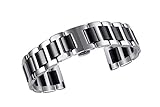 18mm hohe Qualität aus massivem Edelstahl Keramik Link Uhrenarmband in zwei Klang silber und schwarz gerade Ende