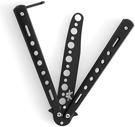Folding comb unique silver metal butterfly knife (Black Butterfly Knife)