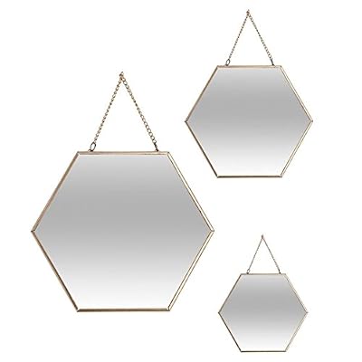 AC-Déco Miroir hexagone - Lot de 3 - Jaune
