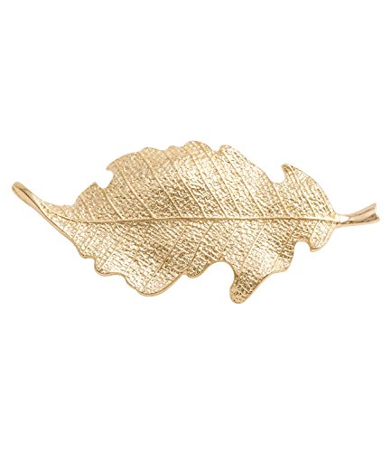 SIX "Frühling" goldfarbene Haarspange in Blatt Form, 7 cm, Natur, Eiche, Haarklammer, Damen Haarschmuck (352-346)