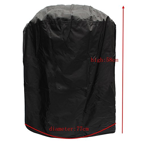 Grill abdeckhaube, Abdeckung Haube Wasserdicht Schutzhülle Kugelgrill für BBQ Kugelgrill Gasgrill Grill Barbecue Cover (Rund 77*58H cm,Schwarz) - 2