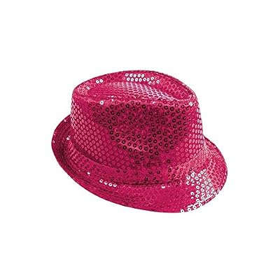 P'TIT CLOWN 20192 Chapeau Tissu Sequins Adulte - Borsalino - Rose