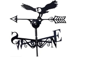 GAP GARDEN PRODUCTS - Owl Design Weathervane. Solid Metal Construction and Coated in a Durable Black Finish